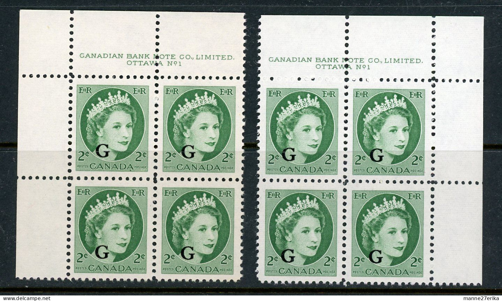 -Canada-1955- "Queen Elisabeth II"  MNH **  Overprinted 'G' - Aufdrucksausgaben