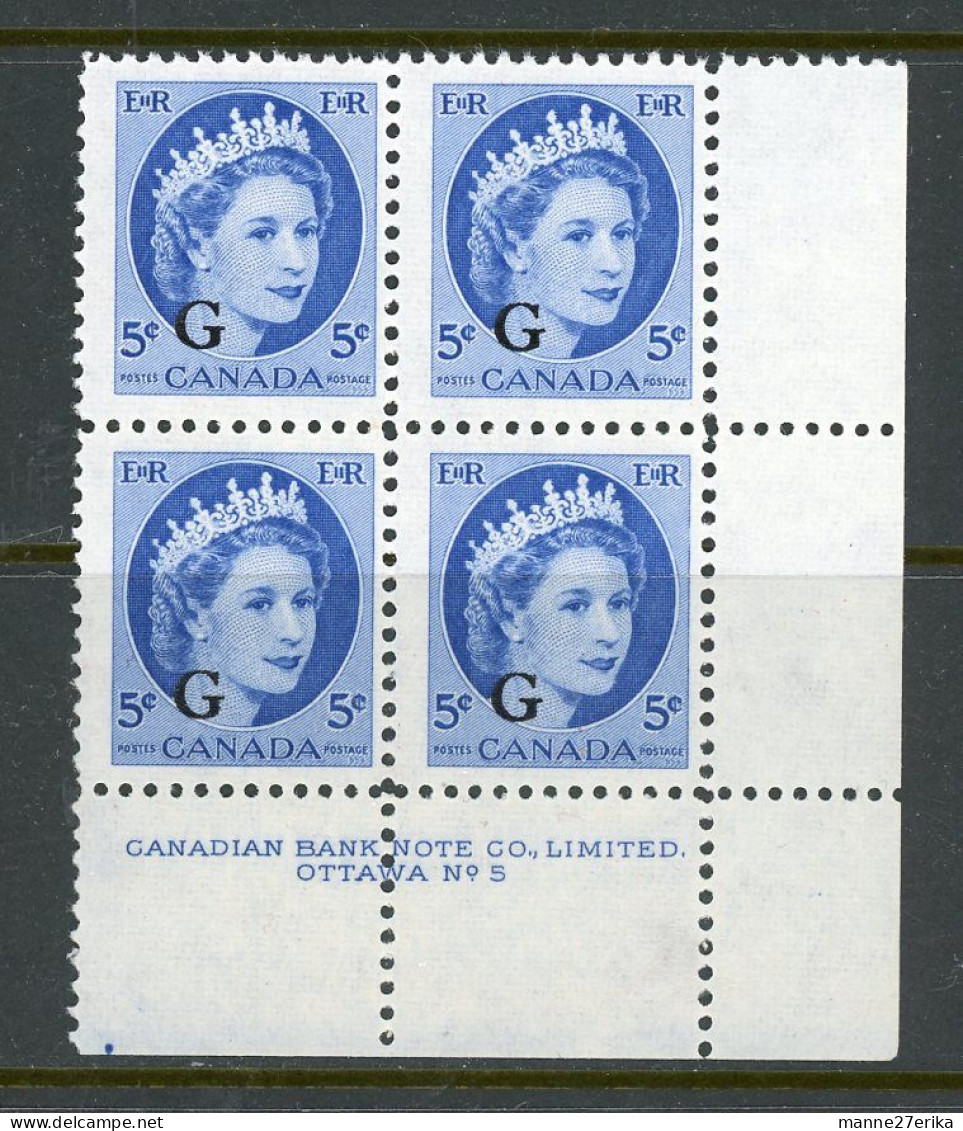 -Canada-1955- "Queen Elisabeth II"  MNH **  Overprinted 'G' - Overprinted