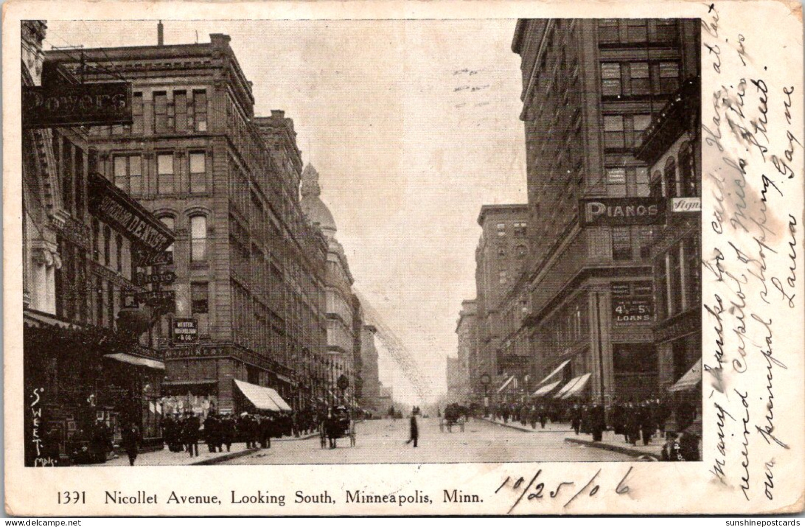 Minnesota Minneapolis Nicollet Avenue Looking South 1906 - Minneapolis