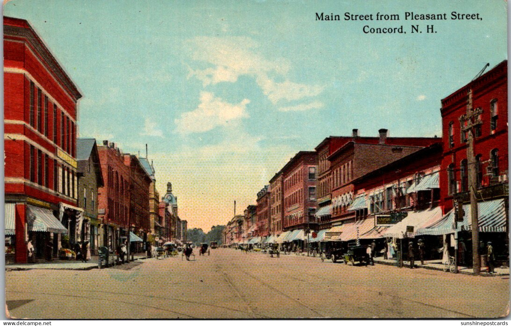 New Hampshire Main Street From Pleasant Street Curteich - Concord