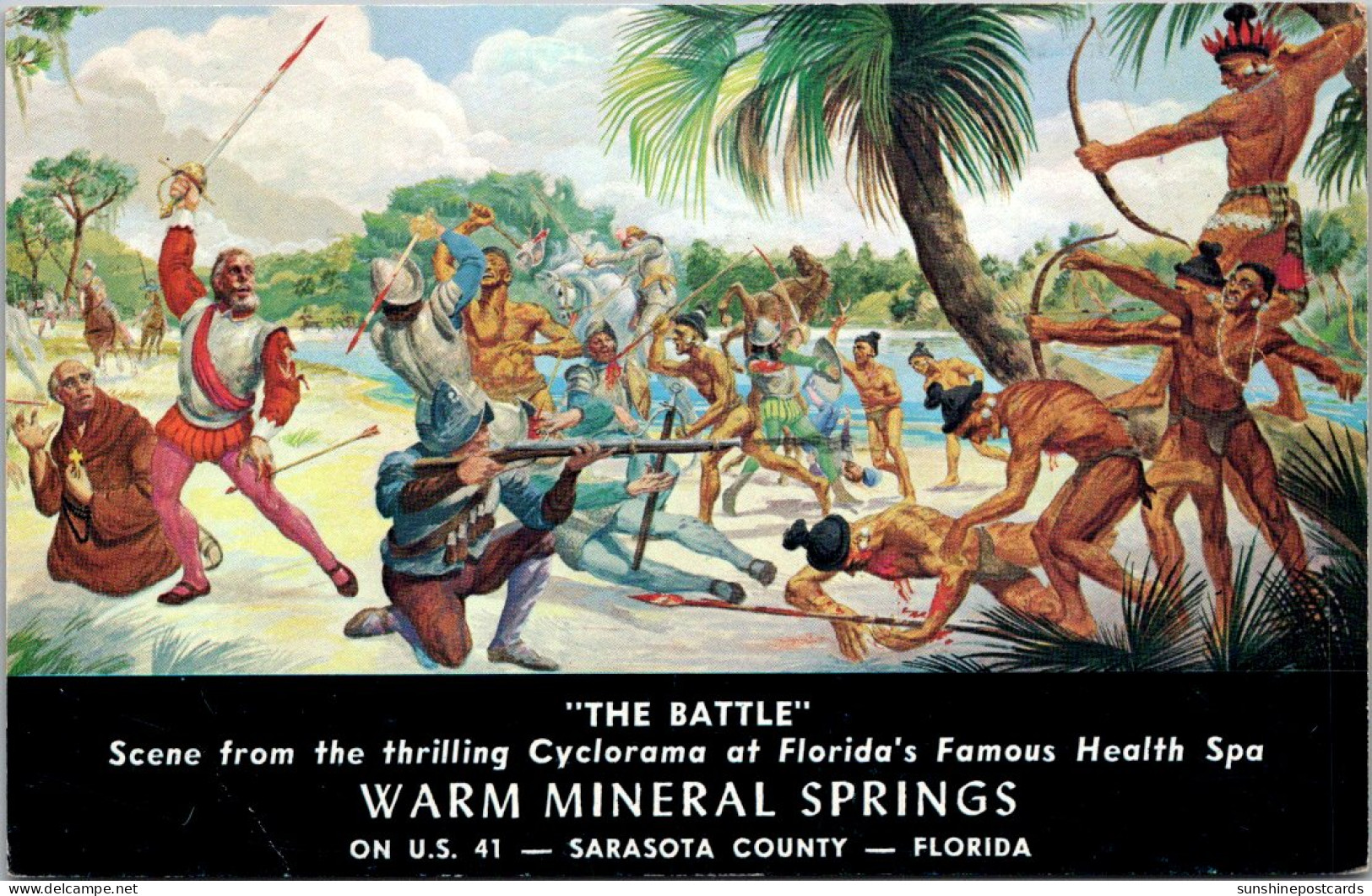 Florida Sarasota County Warm Mineral Springs "The Battle" Scene From The Cyclorama 1961 - Sarasota