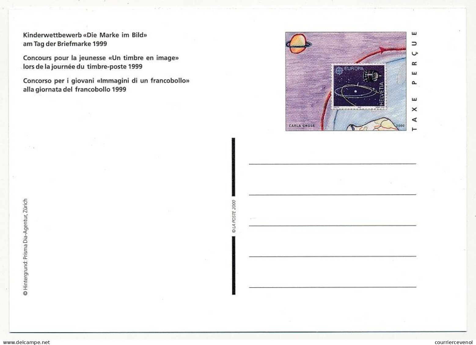 SUISSE - 2 Entiers Postaux (CPs) - Un Timbre En Image Journée Du Timbre 1999 - 1 CP Neuve, 1 Obl.1er Jour Bern - Entiers Postaux