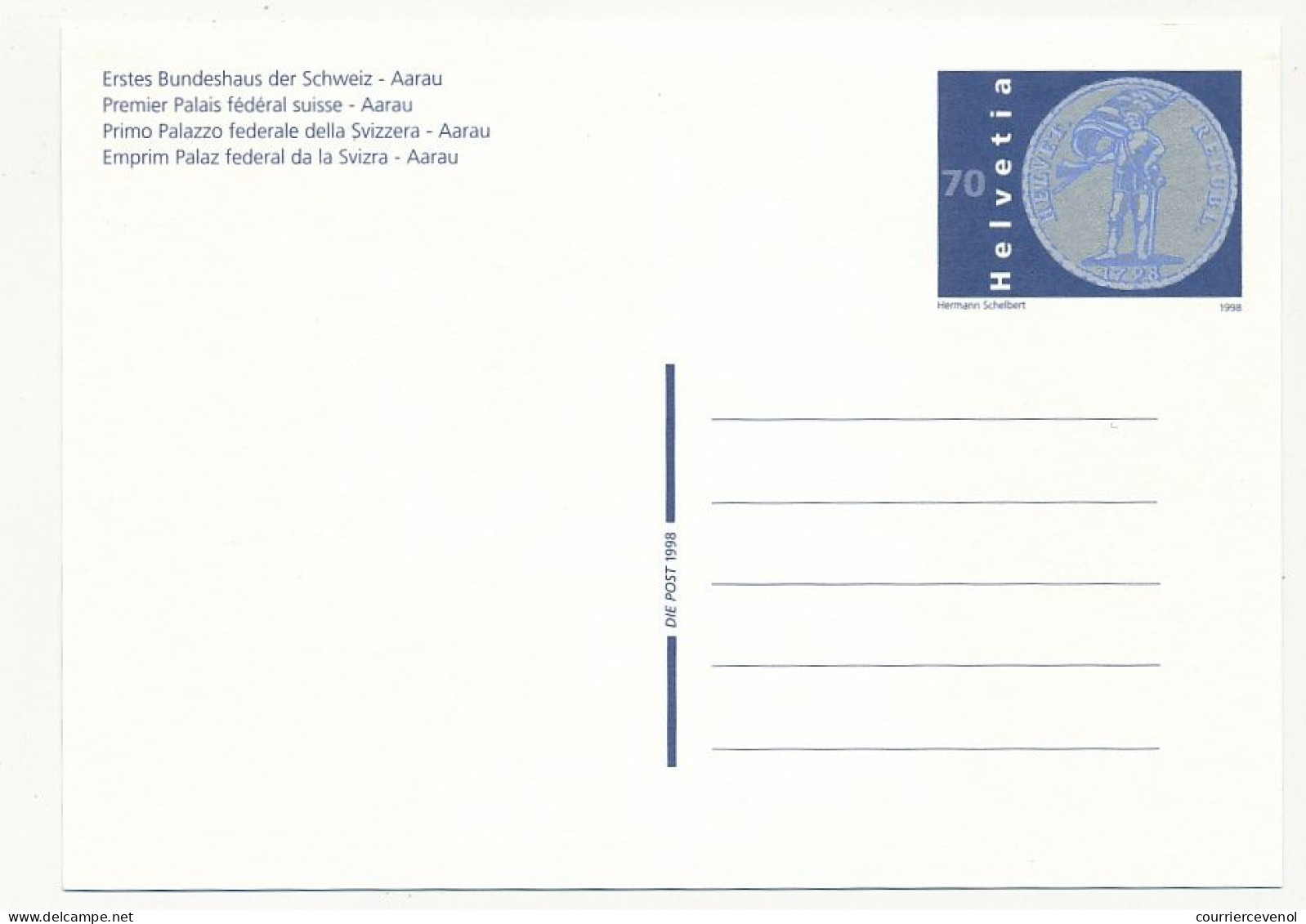 SUISSE - 2 Entiers Postaux (CPs) - Premier Palais Fédéral Suisse - Aarau - 1 CP Neuve, 1 Obl.1er Jour Bern - Stamped Stationery