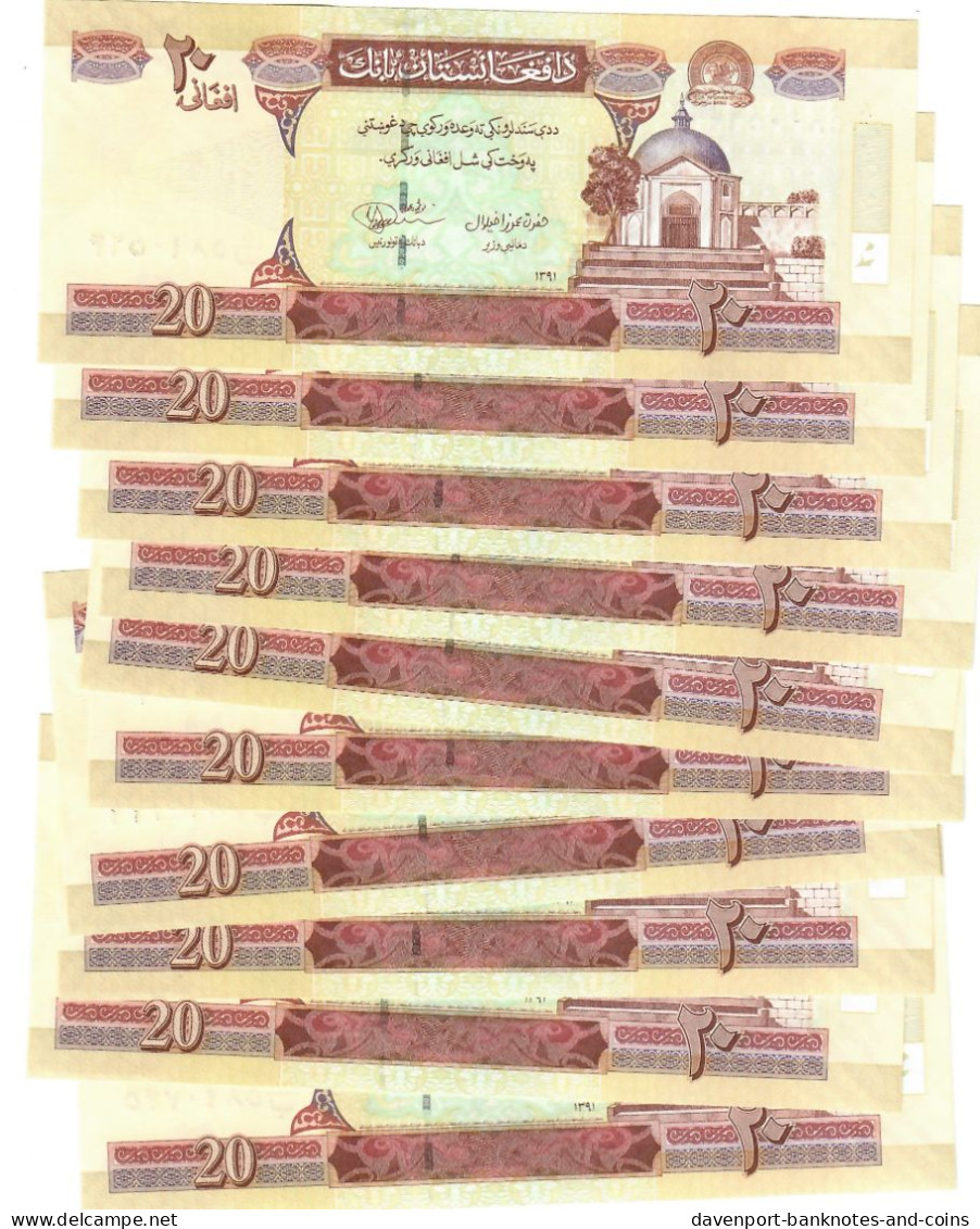 Afghanistan 10x 20 Afghanis 2012 UNC - Afghanistan