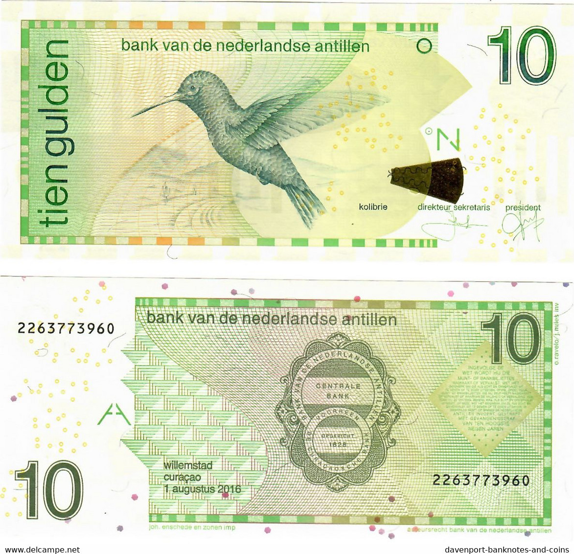 Netherlands Antilles 10x 10 Gulden 2016 UNC - Antillas Neerlandesas (...-1986)