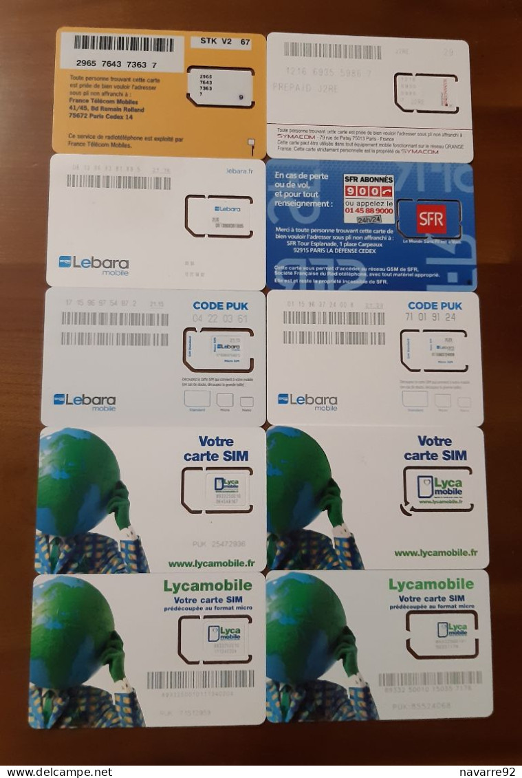 LOT 10 CARTES GSM SIM VARIEES T.B.E !!! - Otros & Sin Clasificación