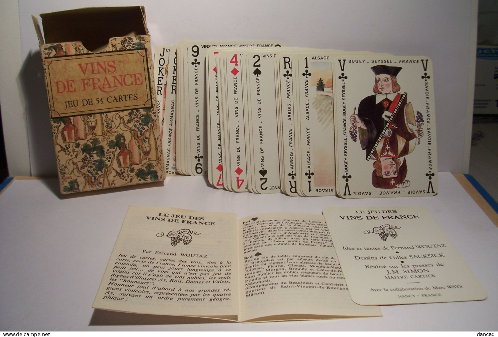 JEU DE 54 CARTES  -  VINS De FRANCE -  Gilles SACKSICK ( Illustrateur )  -COMPLET - 54 Cartes