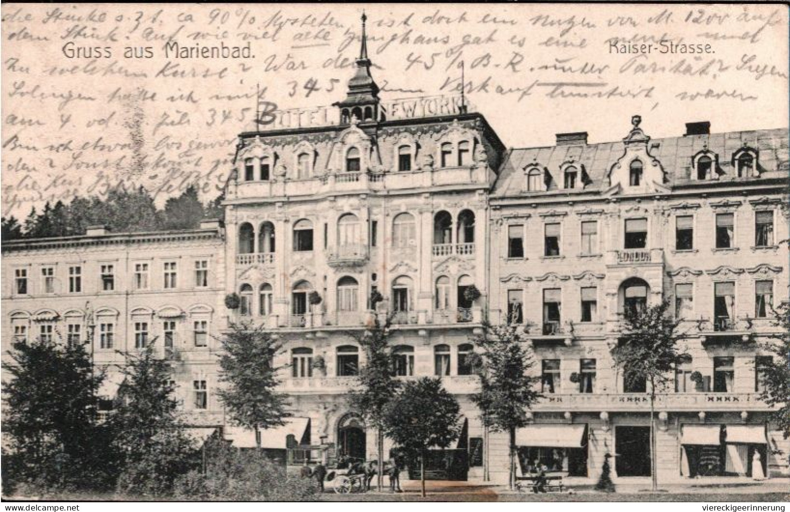 ! 1921  Alte Ansichtskarte Gruss Aus Marienbad, Kaiserstraße, Hotel New York - Tchéquie