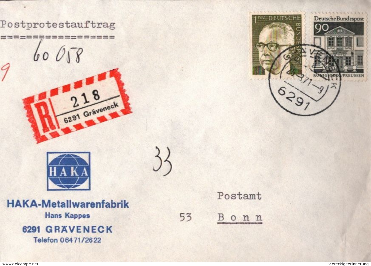 ! 1971 Einschreiben Aus Gräveneck Als Postprotestauftrag Nach Bonn - Briefe U. Dokumente