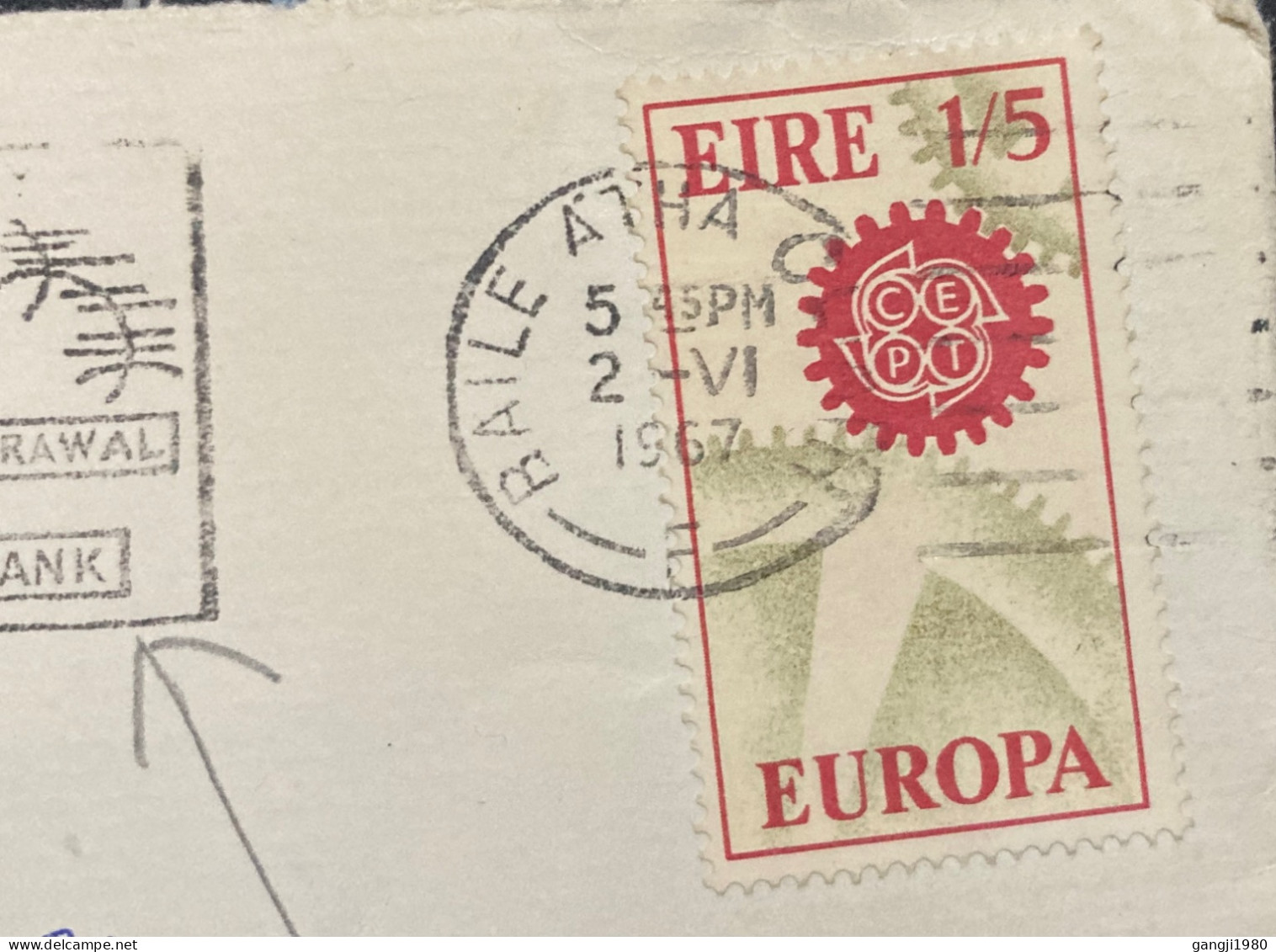 IRELAND 1967, COVER USED TO USA,BAILE ATHA CITY CANCEL, BUILDING PICTURE, EUROPA STAMP. - Briefe U. Dokumente