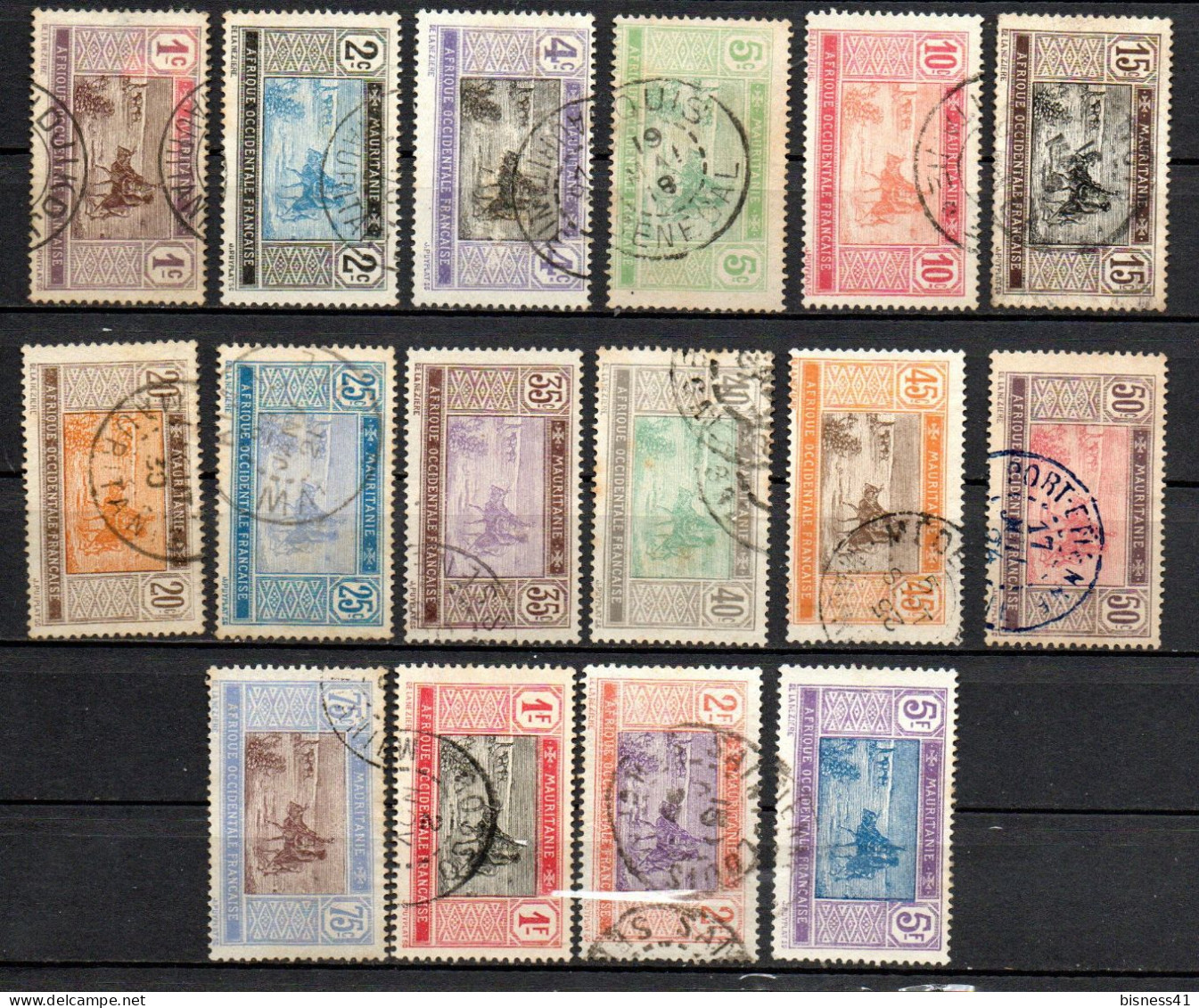 Col33  Colonie Mauritanie N° 17 à 24 + 26 à 33 Oblitéré Cote : 26,25€ - Used Stamps