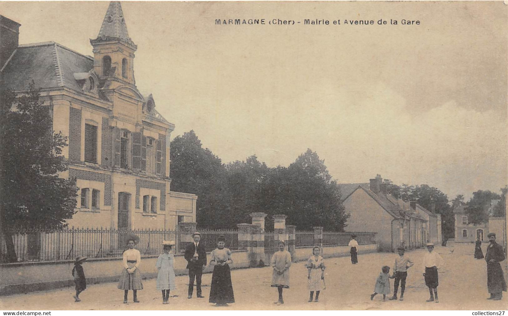 18-MARMAGNE- MAIRIE ET AVENUE DE LA GARE - Autres & Non Classés