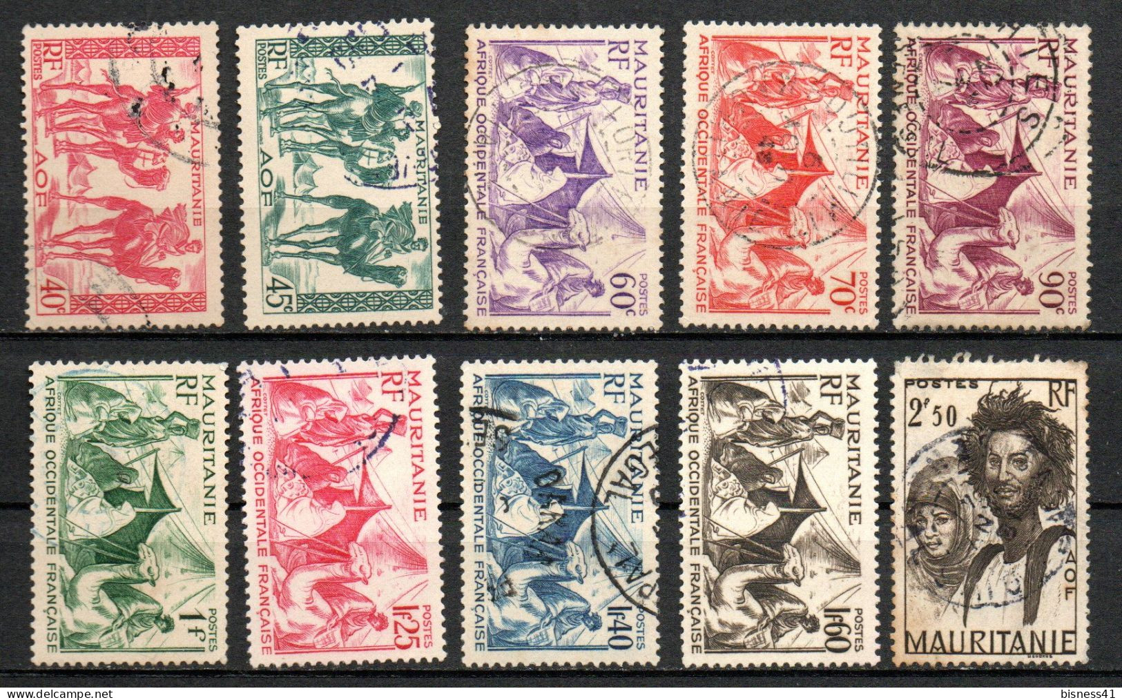 Col33  Colonie Mauritanie N° 105 à 113 + 115 Oblitéré Cote : 12,50€ - Used Stamps
