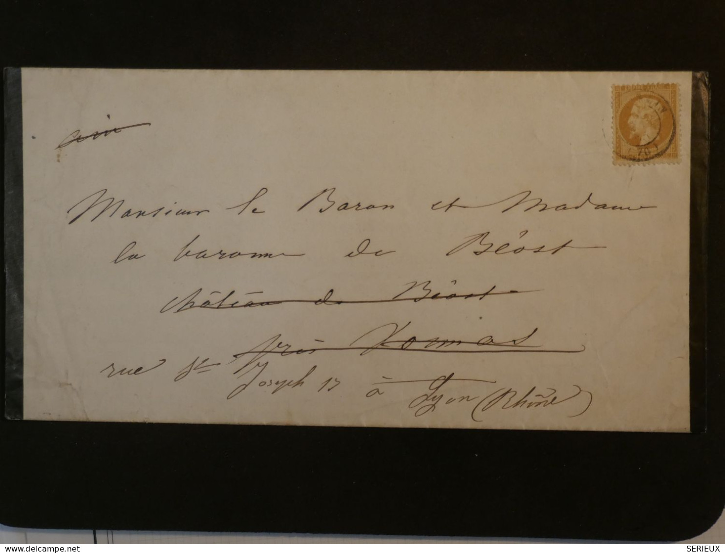 BQ10  FRANCE   LETTRE   1866 REDISTRIB. A LYON + NAPOLEON N°21  + AFFRANCH. INTERESSANT - 1862 Napoleon III