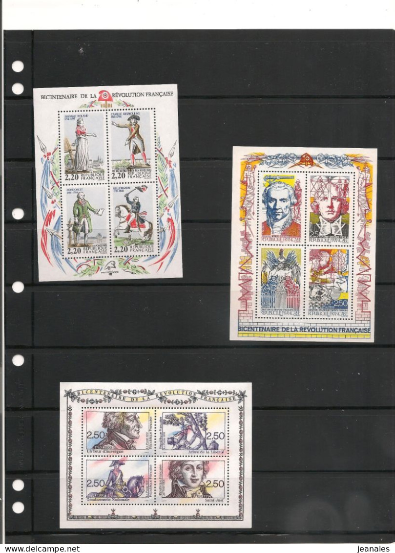 FRANCE BICENTENAIRE RÉVOLUTION FRANÇAISE BLOCS N° 10-12-13** Cote: 15,00 € - Unused Stamps