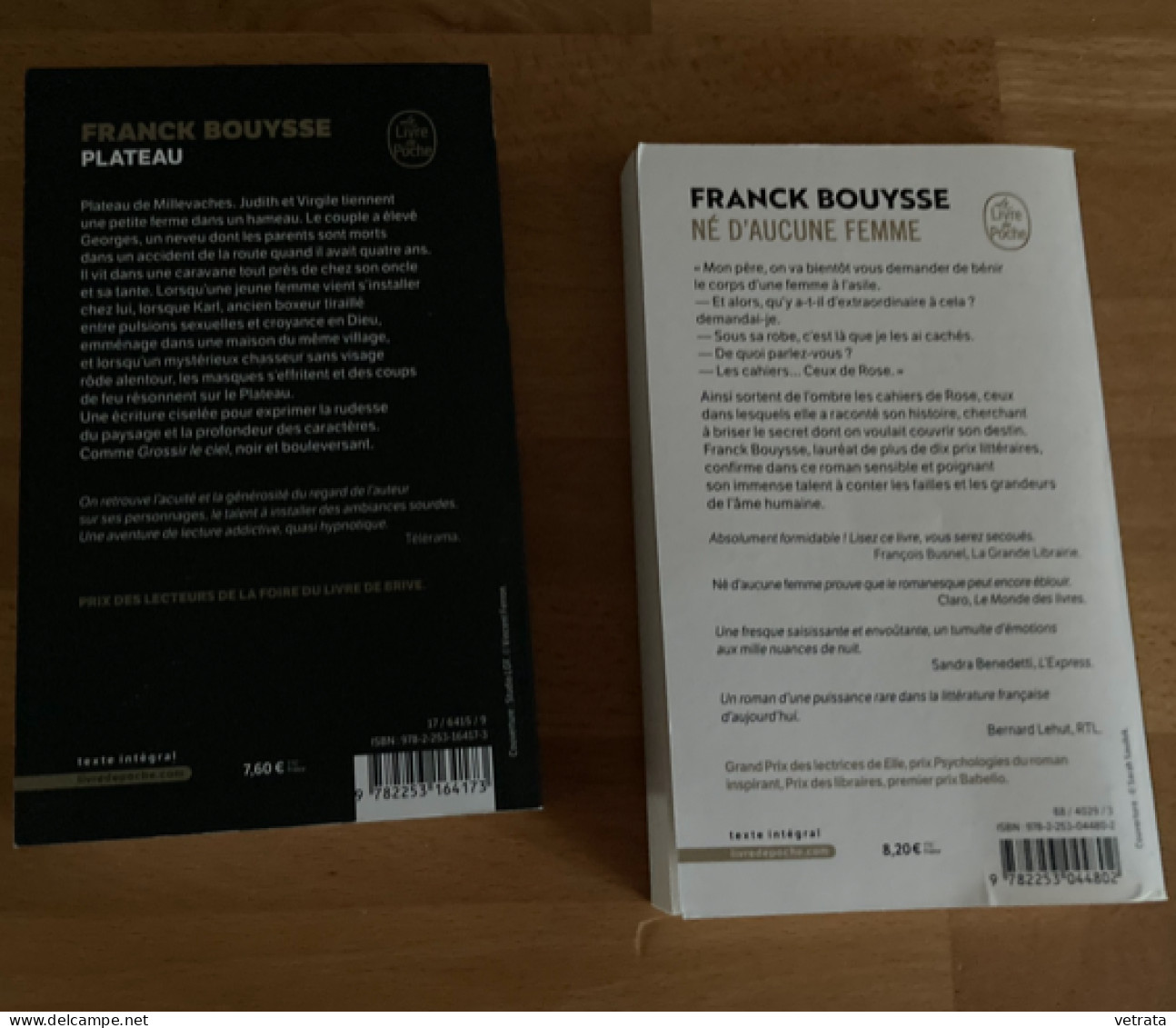 2 Livres De Franck Bouysse = Plateau / Né D'aucune Femme (Livre De Poche - 2019/20) - Lots De Plusieurs Livres