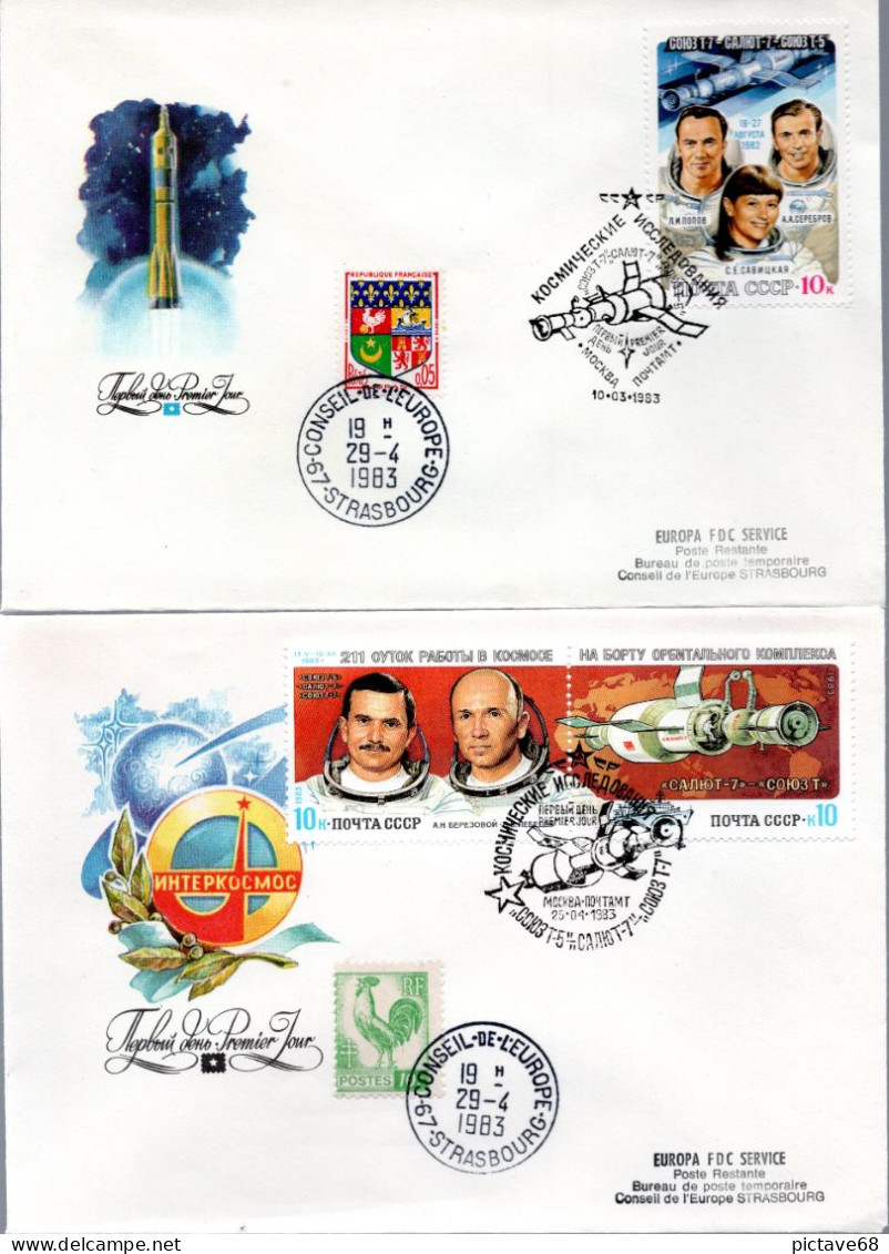 RUSSIE / ESPACE / DEUX ENVELOPPES FDC DES TIMBRES N° 4982 & 4989/4990 - Russie & URSS