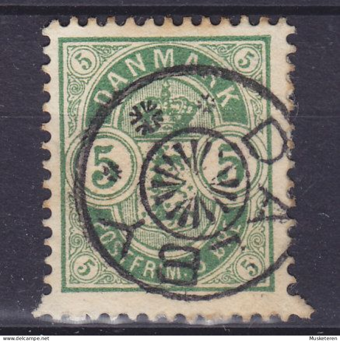 Denmark 1884 Mi. 34B, 5 Øre Wappen In Oval Stjernestempel Star Cancel (0223) DALBY (Underlagt Kerteminde) Perf. ERROR - Variedades Y Curiosidades