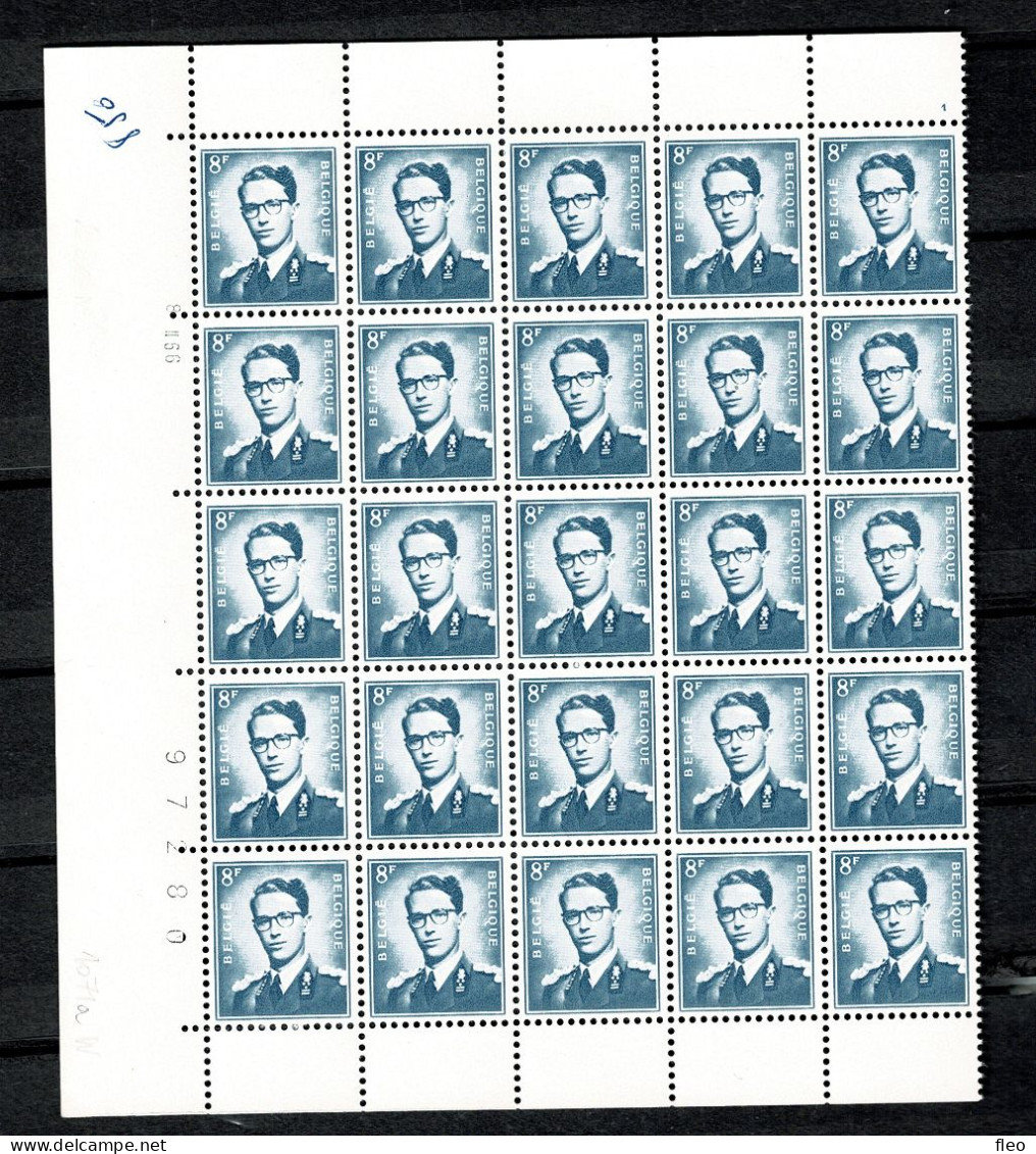 1958  Bloc De 25 Van/de 8Fr : Type 1967 1071 A W **   : Type Marchand Roi Baudouin /koning Boudewijn - ....-1960