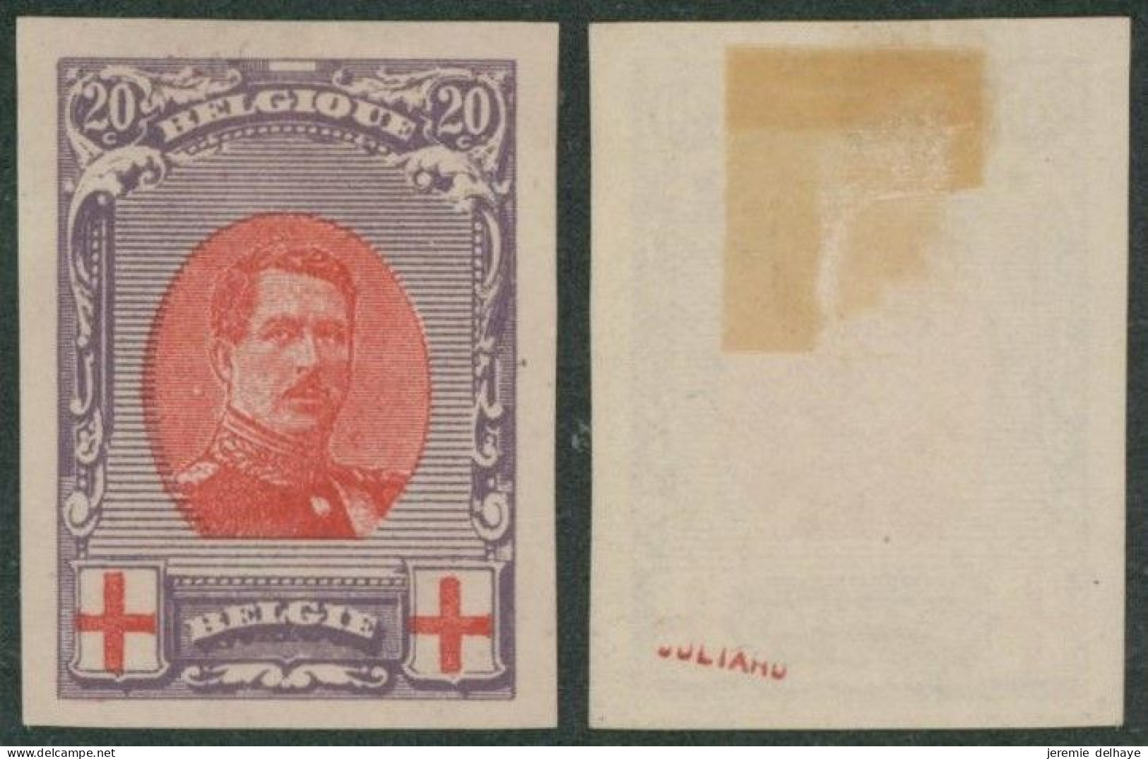 Essai - Croix-rouge : épreuve De La Planche (Type I, Non Adopté) 20C Violet / Sans Gomme. STES 2818 - Proeven & Herdruk