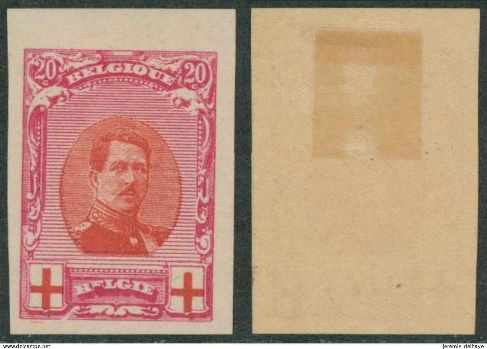 Essai - Croix-rouge : épreuve De La Planche (Type I, Non Adopté) 20C Rose-carmin + BDF / STES 2819 - Proofs & Reprints