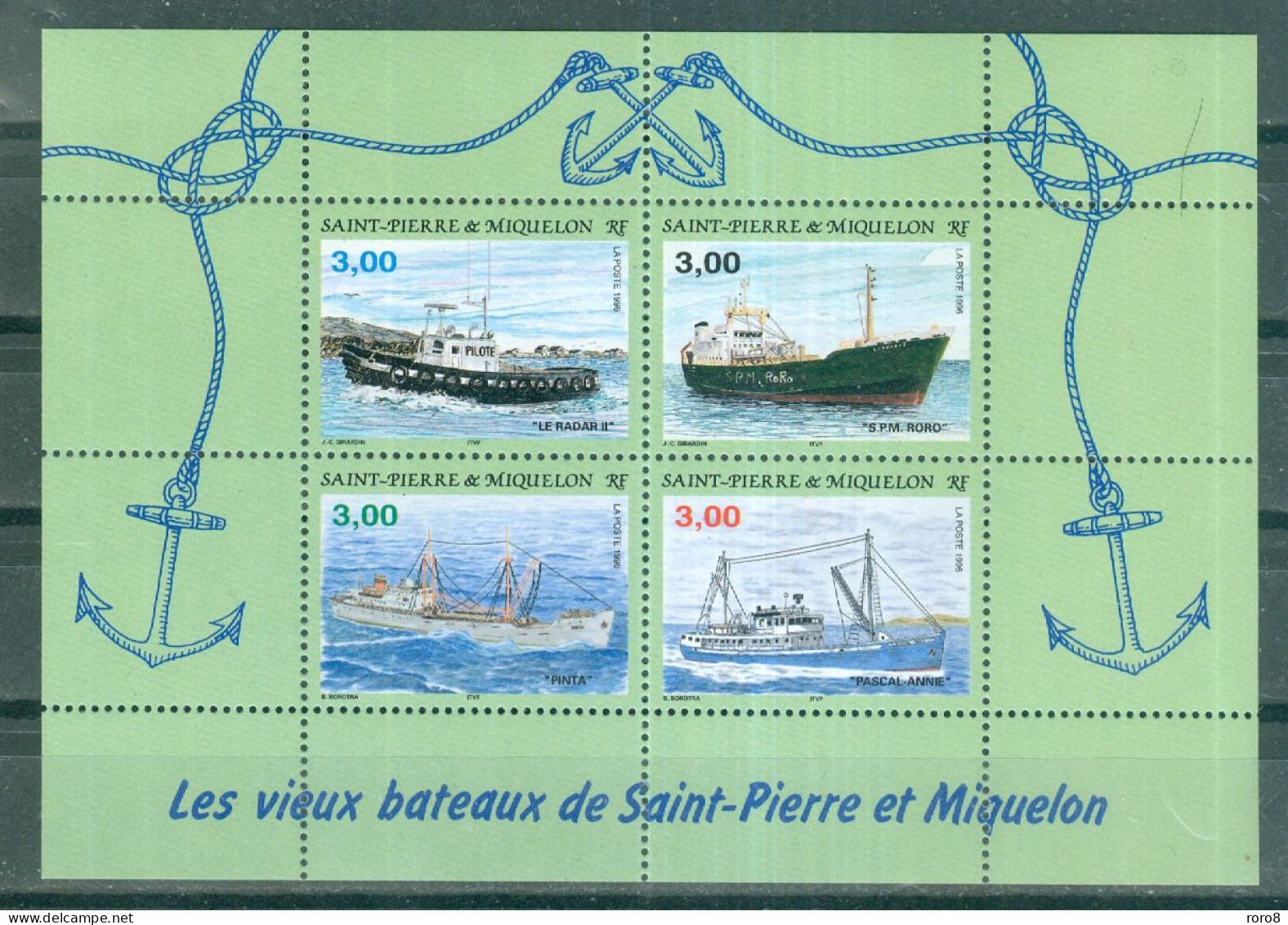 ST-PIERRE-ET-MIQUELON - BF N°5** MNH LUXE SCAN DU VERSO. Vieux Bateaux De Saint-Pierre Et Miquelon. - Blocks & Sheetlets