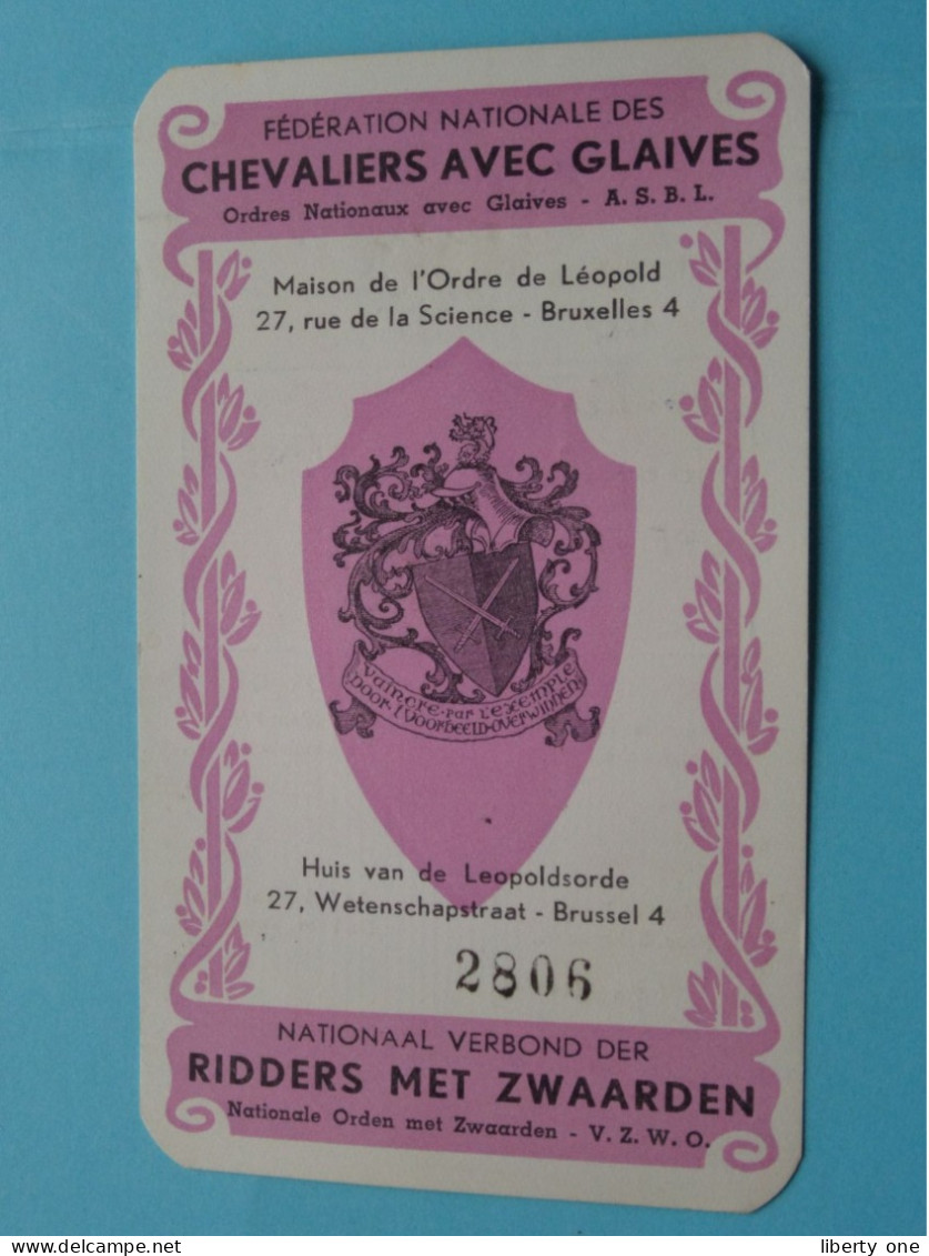 Fed. Nat. Des CHEVALIERS Avec GLAIVES - RIDDERS Met ZWAARDEN Nat. Verbond ( Zie / Voir Scans ) 1960 ! - Membership Cards