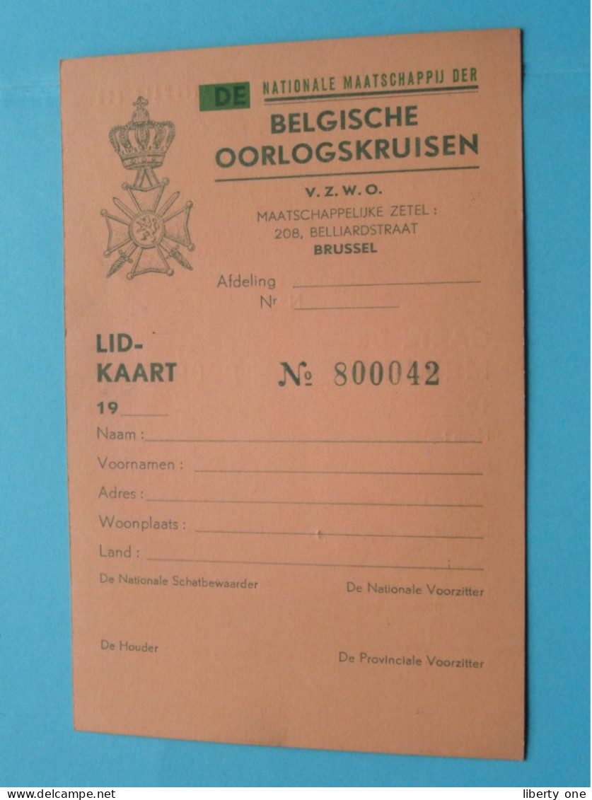 Soc. Nat. Des CROIX DE GUERRE BELGES - BELGISCHE OORLOGSKRUISEN ( Zie / Voir Scans ) 1957 Lid/Membre Namur ! - Documentos