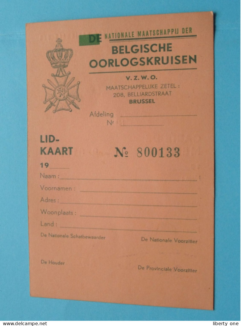 Soc. Nat. Des CROIX DE GUERRE BELGES - BELGISCHE OORLOGSKRUISEN ( Zie / Voir Scans ) 1959 Lid/Membre Namur ! - Documenti