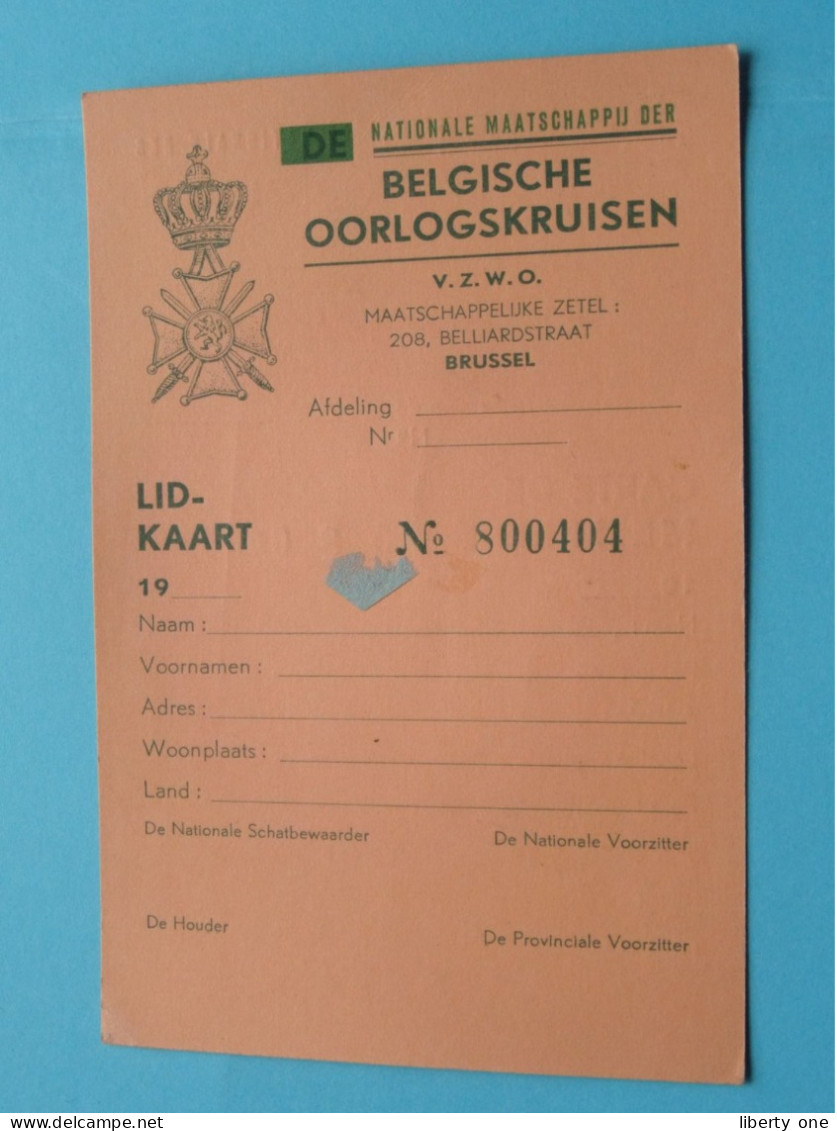 Soc. Nat. Des CROIX DE GUERRE BELGES - BELGISCHE OORLOGSKRUISEN ( Zie / Voir Scans ) 1960 Lid/Membre Namur ! - Dokumente