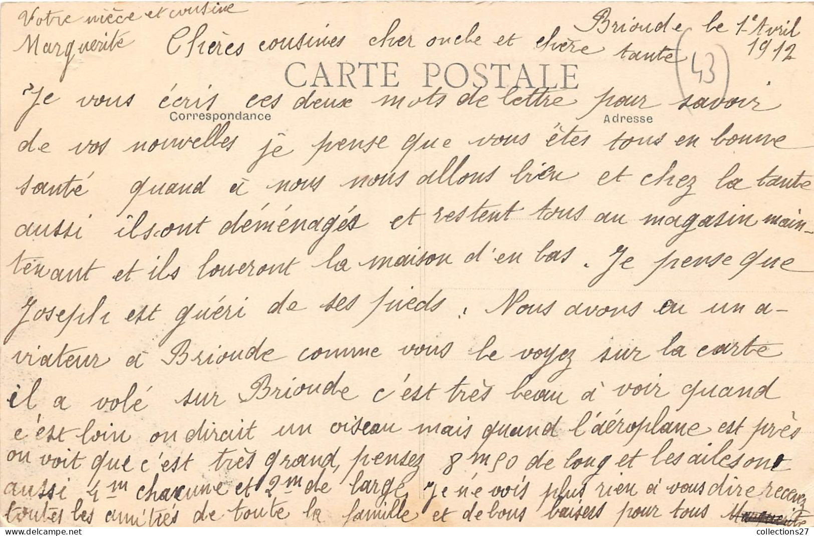 43-BRIOUDE- RAID CLEMONT-BRIOUDE- L'AVIATEUR GILBERT SUR MONOPLAN SOMMER EVOLUE SUR BRIOUDE - Brioude