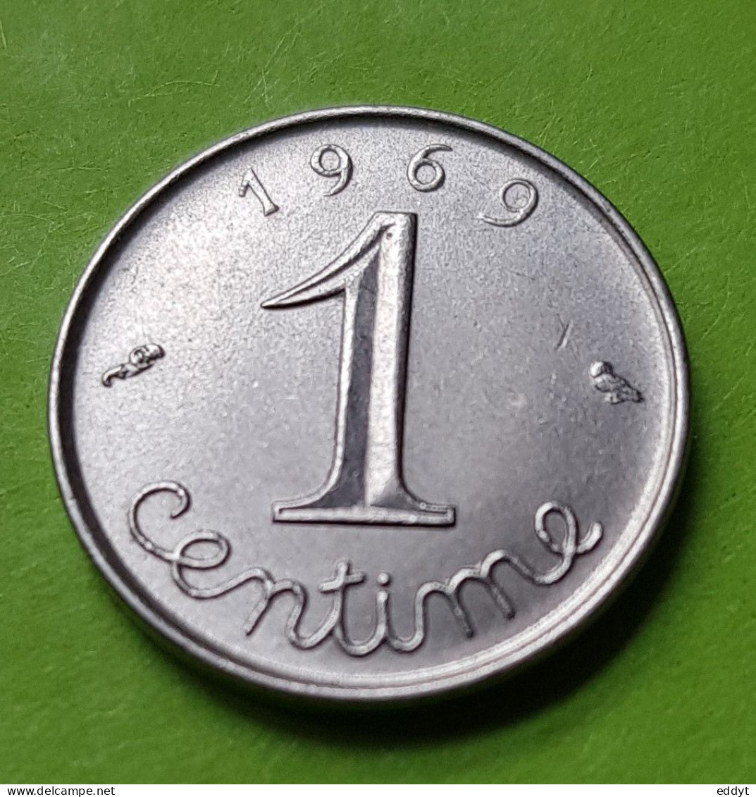 Monnaie, Pièce FRANCE - 1 Centime 1969 " 9 Plus Long " - Epi Blé - République Française - 1 Centime