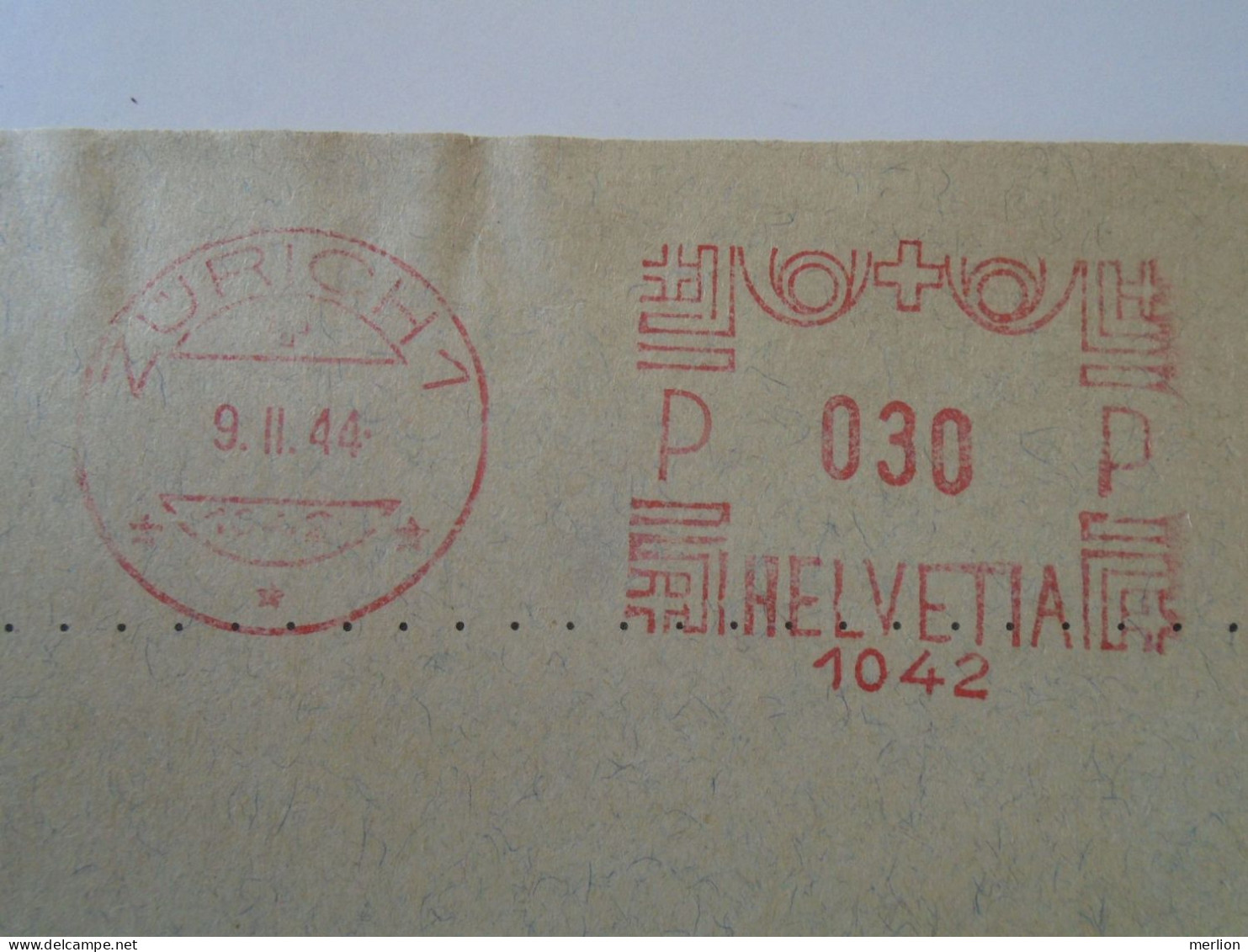 D194053  COVER -Switzerland  -EMA Red Meter Freistempel -1944 ZÜRICH  Schweizerische Bankgesellschaft - Frankiermaschinen (FraMA)