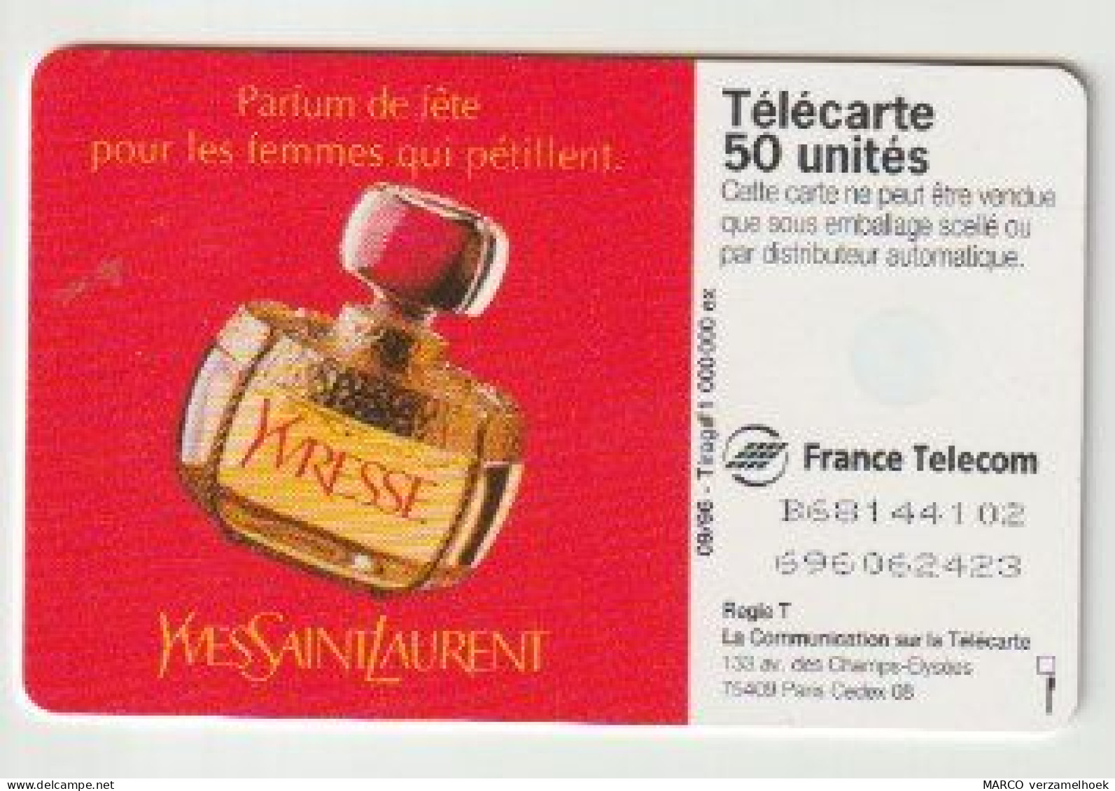 Telefoonkaart-télécarte France Telecom Frankrijk (F) 1996 Yvresse Parfum Yves Saint Laurent - 1999