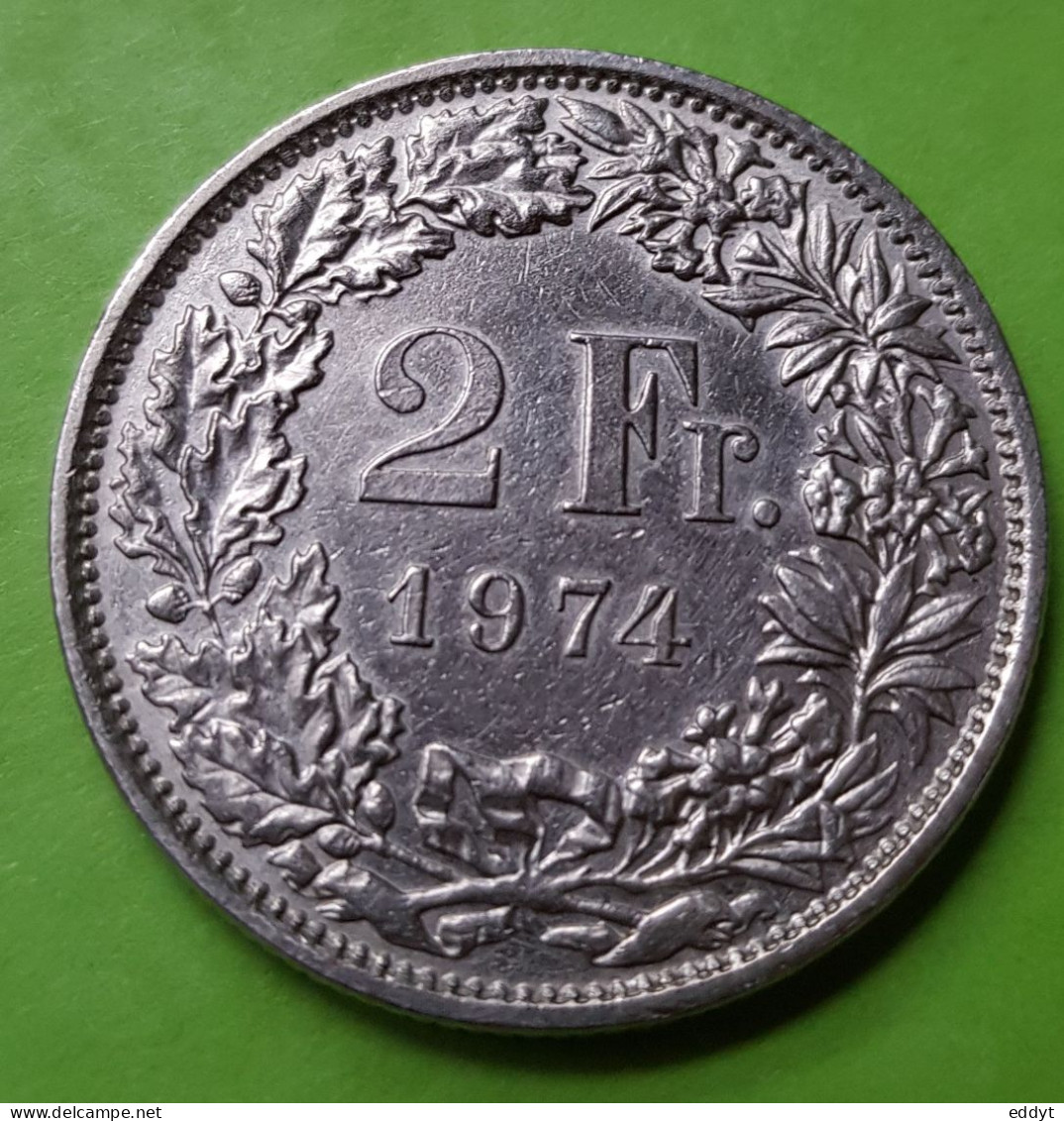 Monnaie, Pièce SUISSE - 2 Francs 1974 - HELVETIA - 1 Centime