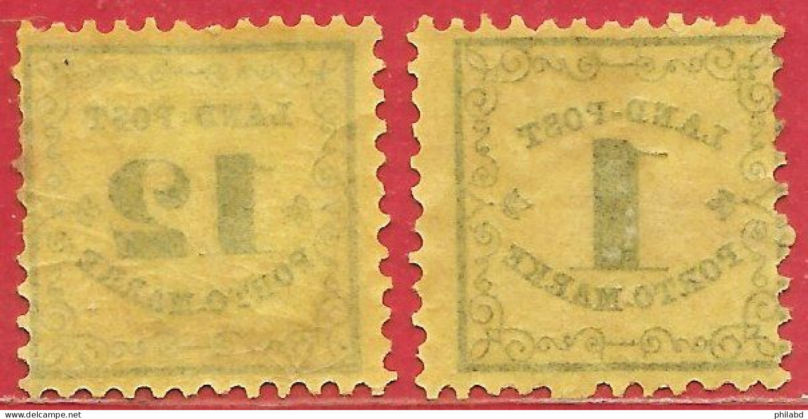 Bade Taxe N°1 1k & N°2 12k Noir Sur Jaune 1862 * - Postfris