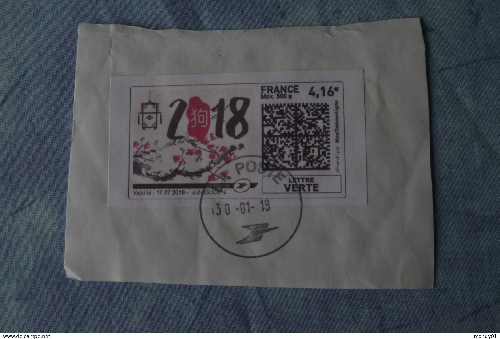 6-728 Label  Lettre Suivie MonTimbrenLigne  Tarif 500 G France  Informatic An Chinois Nouveau Cachet Tàd Laposte 2019 - Sellos Imprimibles (Montimbrenligne)