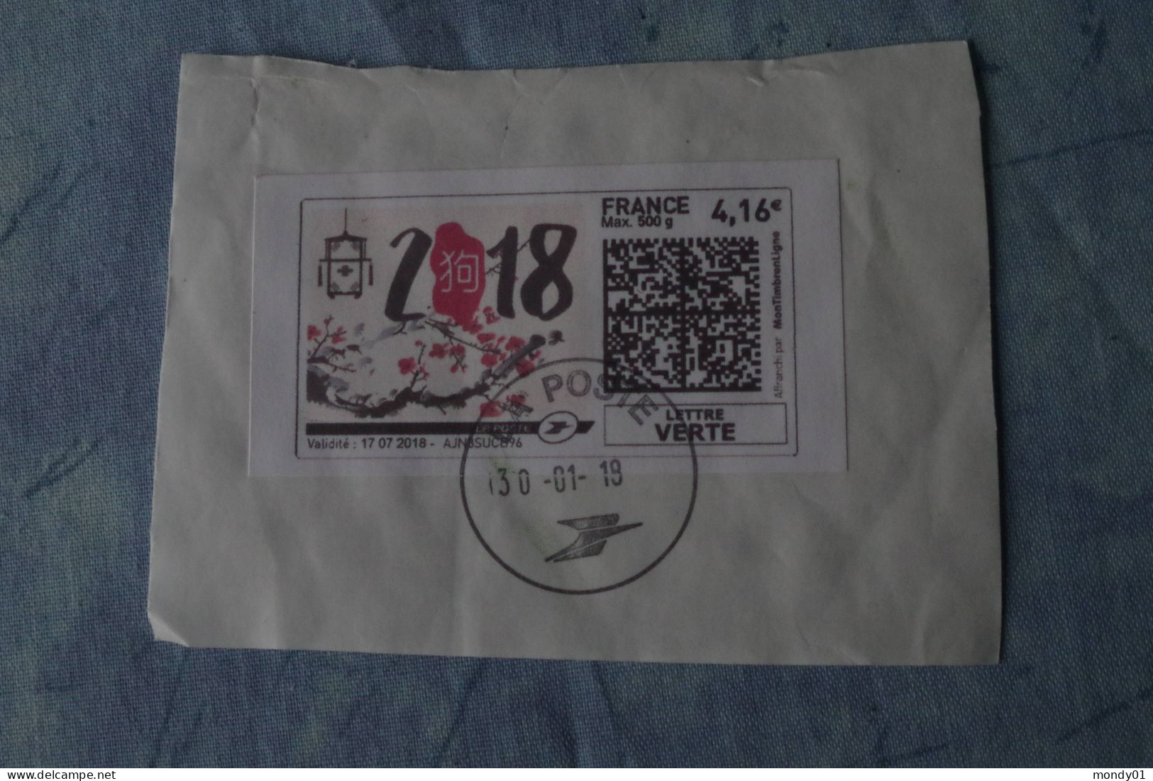 6-728 Label  Lettre Suivie MonTimbrenLigne  Tarif 500 G France  Informatic An Chinois Nouveau Cachet Tàd Laposte 2019 - Francobolli Stampabili (Montimbrenligne)