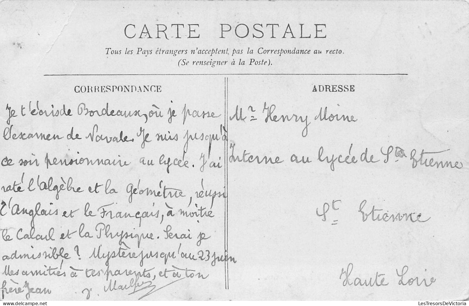 FRANCE - 33 - BORDEAUX - Le Lycée National - LL - Carte Postale Ancienne - Bordeaux