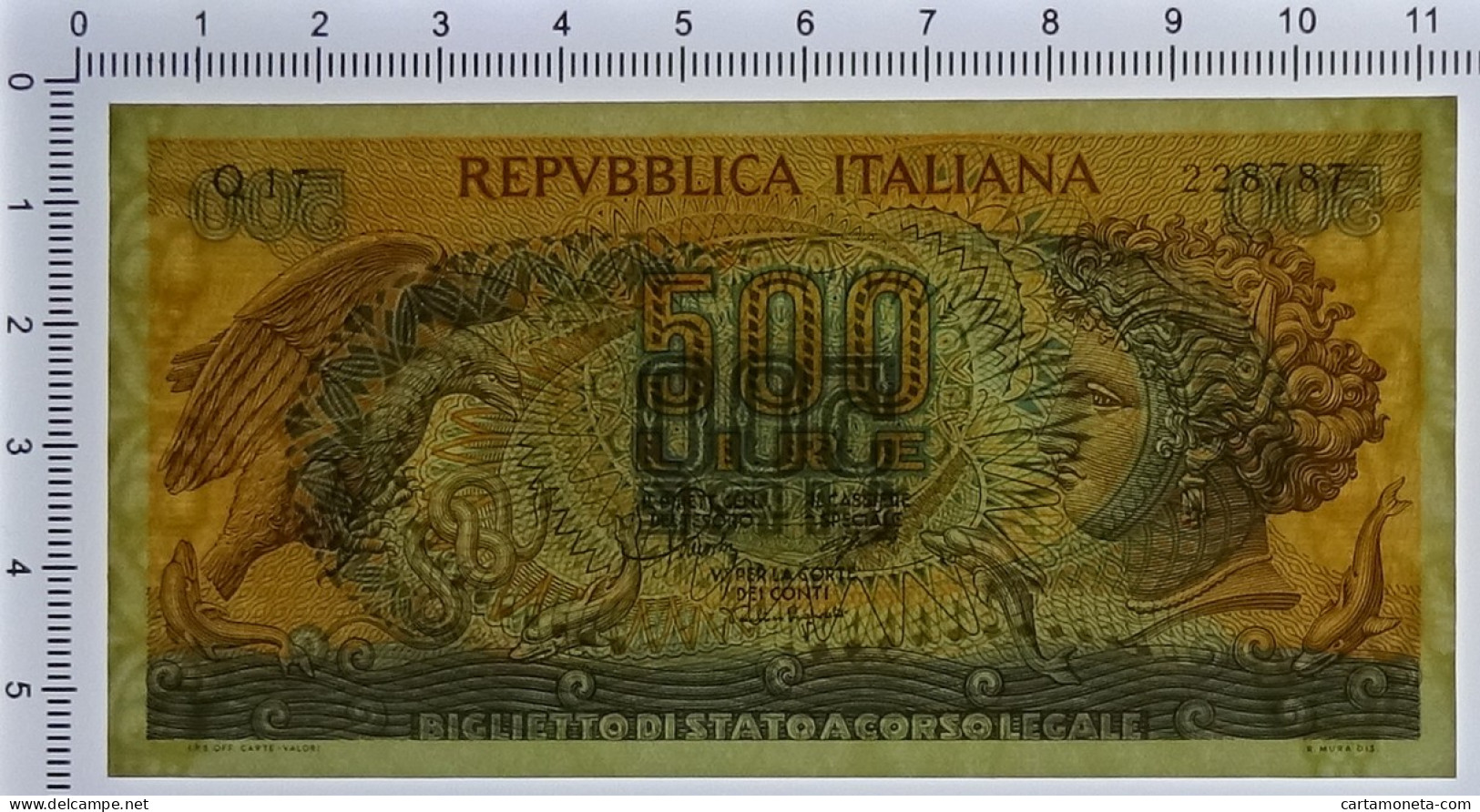 500 LIRE BIGLIETTO DI STATO ARETUSA 20/10/1967 FDS - Other & Unclassified