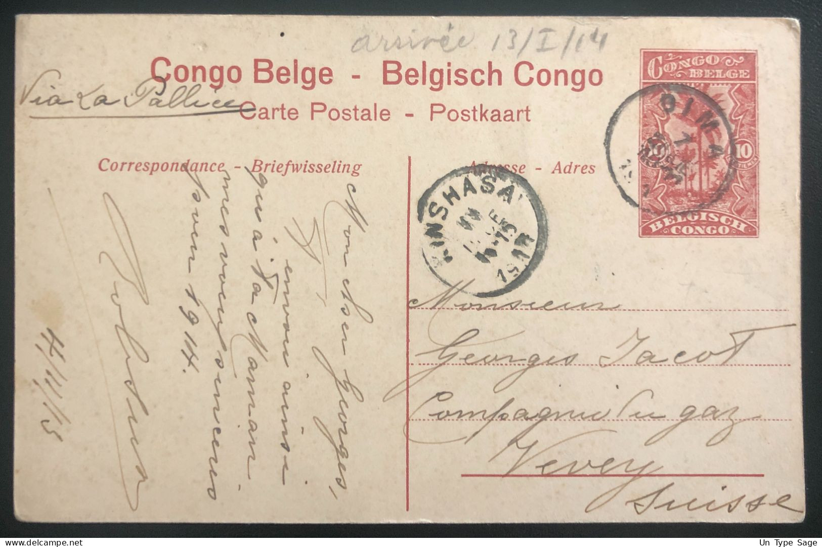 Congo Belge, Entier Carte-Postale De Dima 1913 Pour La Suisse - (N071) - Postwaardestukken