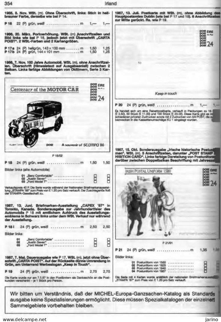 Ganzsachen - Stationery Michel West Europa 2003/2004 Via PDF On CD, 978 Seiten, Ireland 32 Seiten Ganzsachen - Postal Stationery