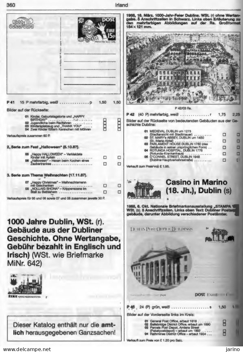 Ganzsachen - Stationery Michel West Europa 2003/2004 via PDF on CD, 978 Seiten, Ireland 32 Seiten Ganzsachen