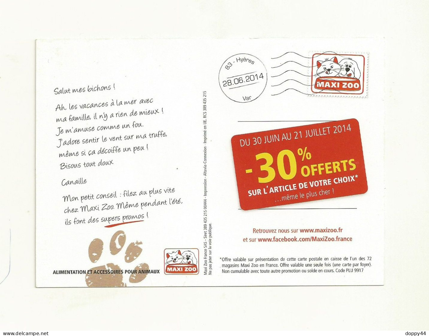 PSEUDO ENTIER POSTAL PRIVE MAXI ZOO TTB ETAT. - Private Stationery