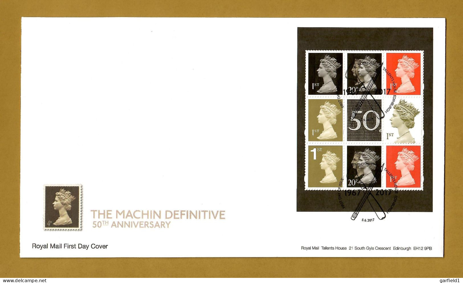 Großbritannien  2017 ,The Machin Definitive  / 50th Anniversary - FDC  Royal Mail 5.6.2017 - 2021-... Ediciones Decimales