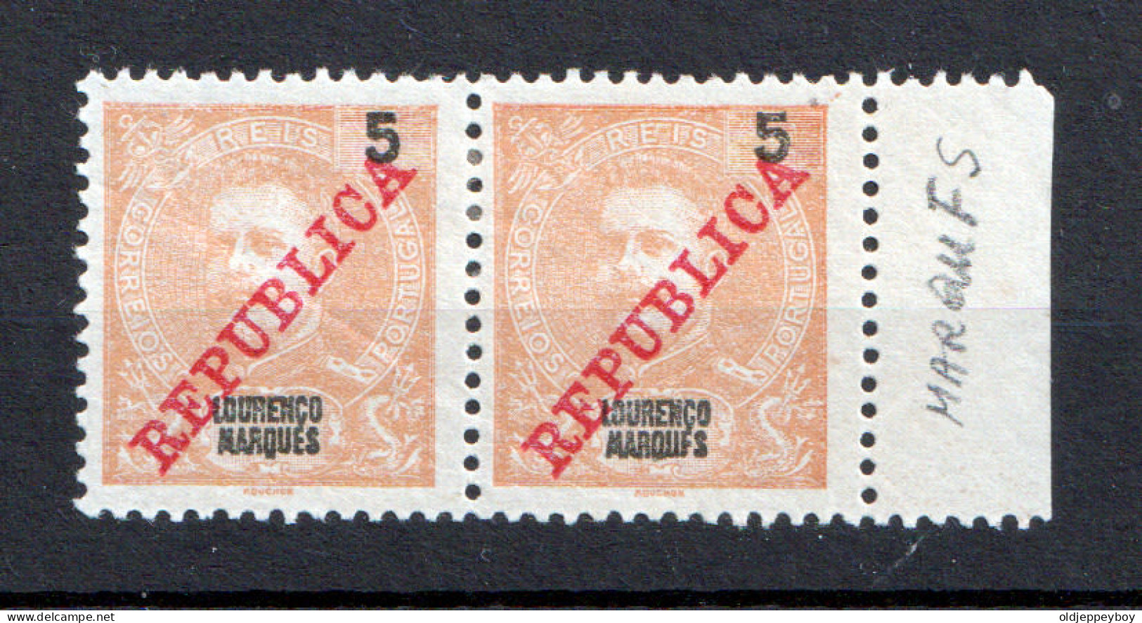 ERROR VARIETY 2 X Lourenço Marques LORENZO MARQUES 1911 D. Carlos I Variedade ERROR  MARQUFS Variety Instead Of MARQUES - Ungebraucht