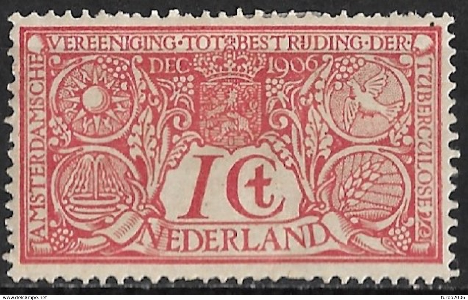 1906 Tuberculose Zegels 1 + 1 Cent Rood NVPH 84 Ongestempeld - Neufs