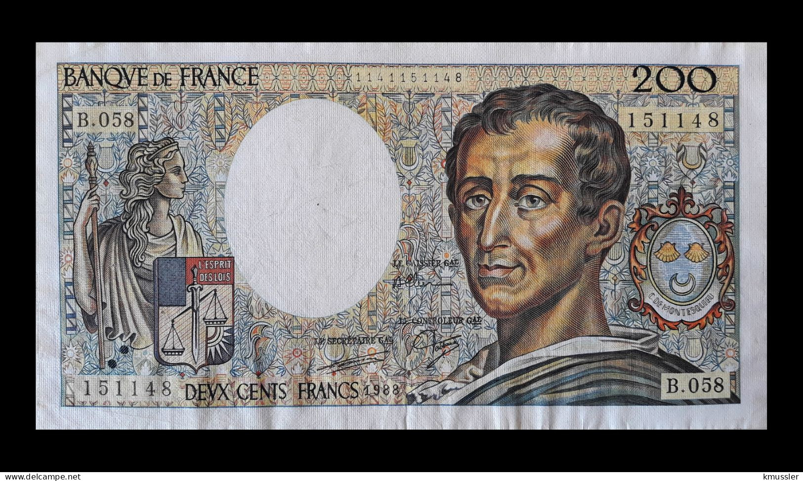 # # # Banknote Frankreich (France) 200 Francs 1988 # # # - 200 F 1981-1994 ''Montesquieu''