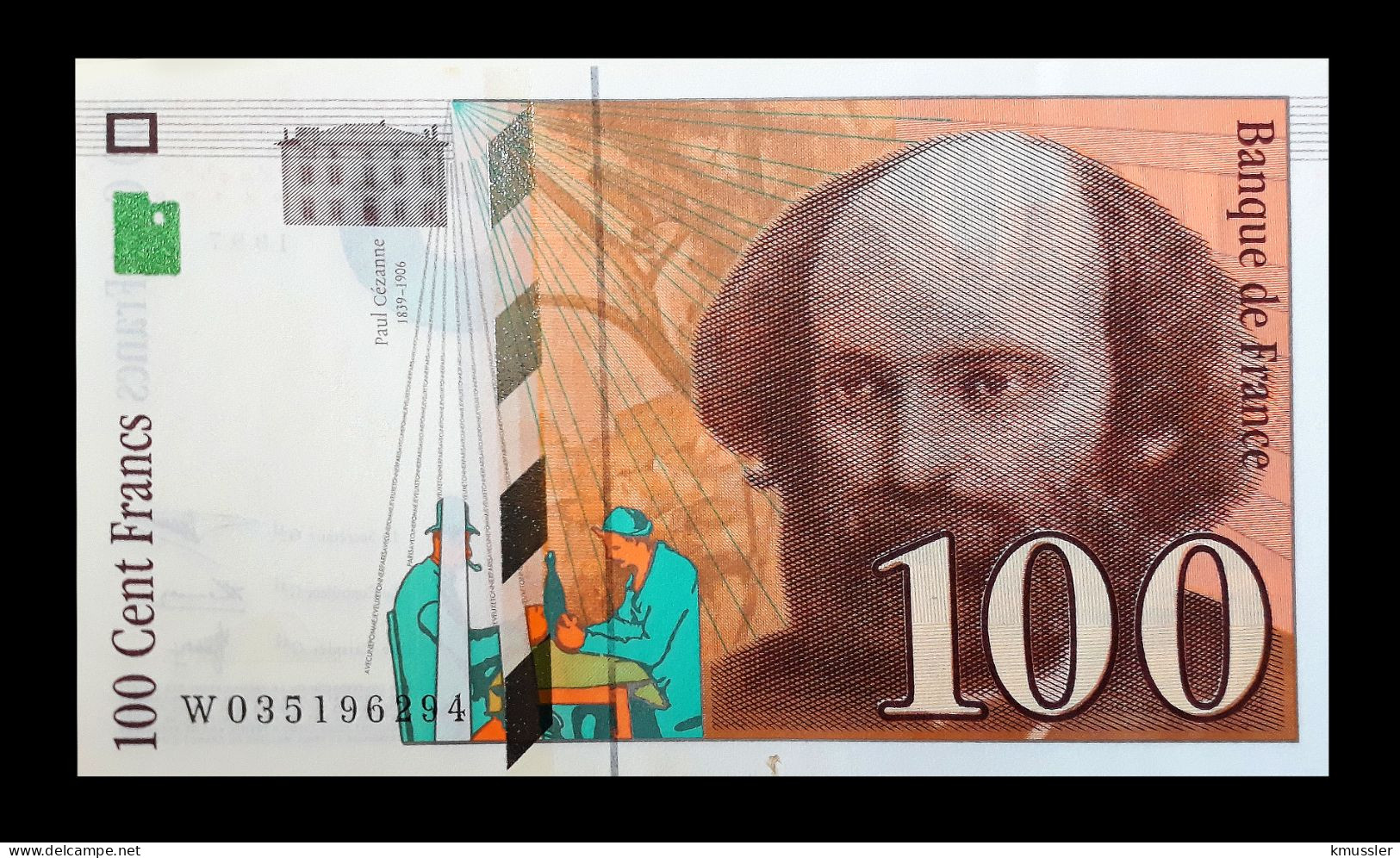 # # # Banknote Frankreich (France) 100 Francs 1997 AUNC- # # # - 100 F 1997-1998 ''Cézanne''