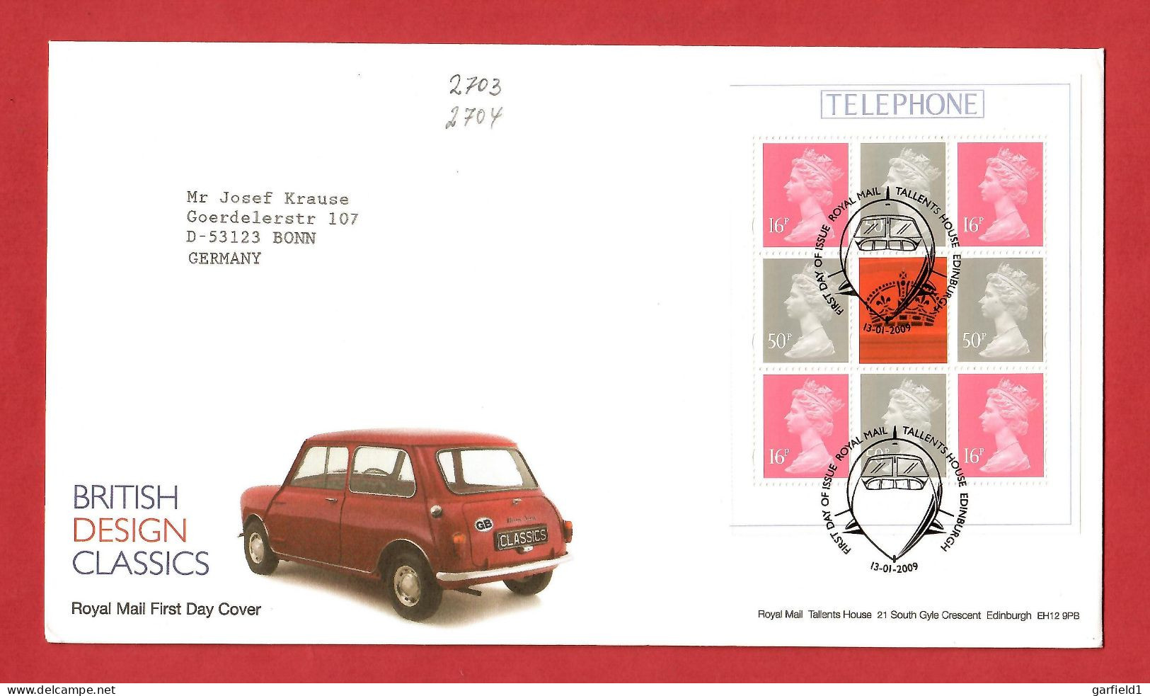 Großbritannien  2009  Mi.Nr. MH 2703/04 , British Design Calassics - Machin FDC  Tallents House Edinburgh - 2001-10 Ediciones Decimales